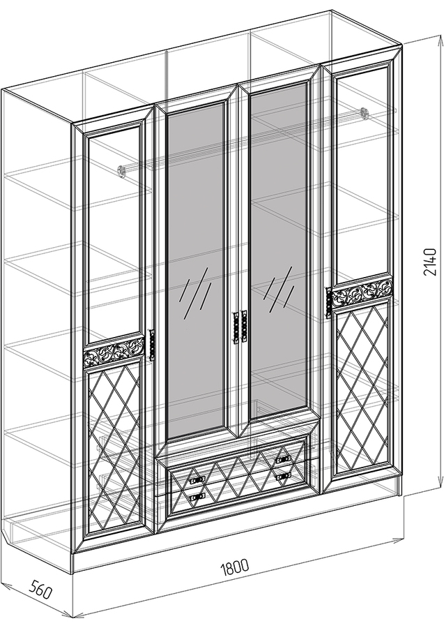Шкаф Флоренция — с зеркалом 