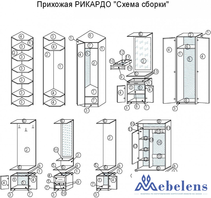 Модульная прихожая Рикардо 2У